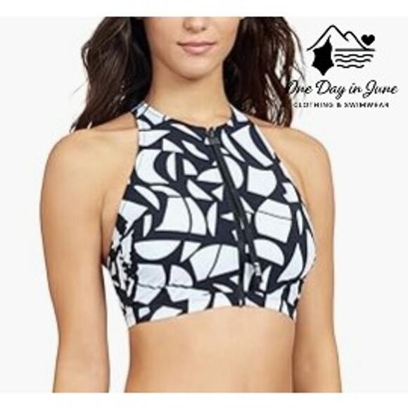 Gottex Free Sport Zip Crop Bikini Top Size 6 - Picture 1 of 6